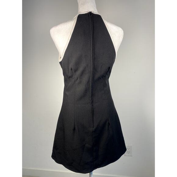 Simple Minimal Vintage Black White City Triangles Halter Mini Dress Size 3 - Picture 2 of 7
